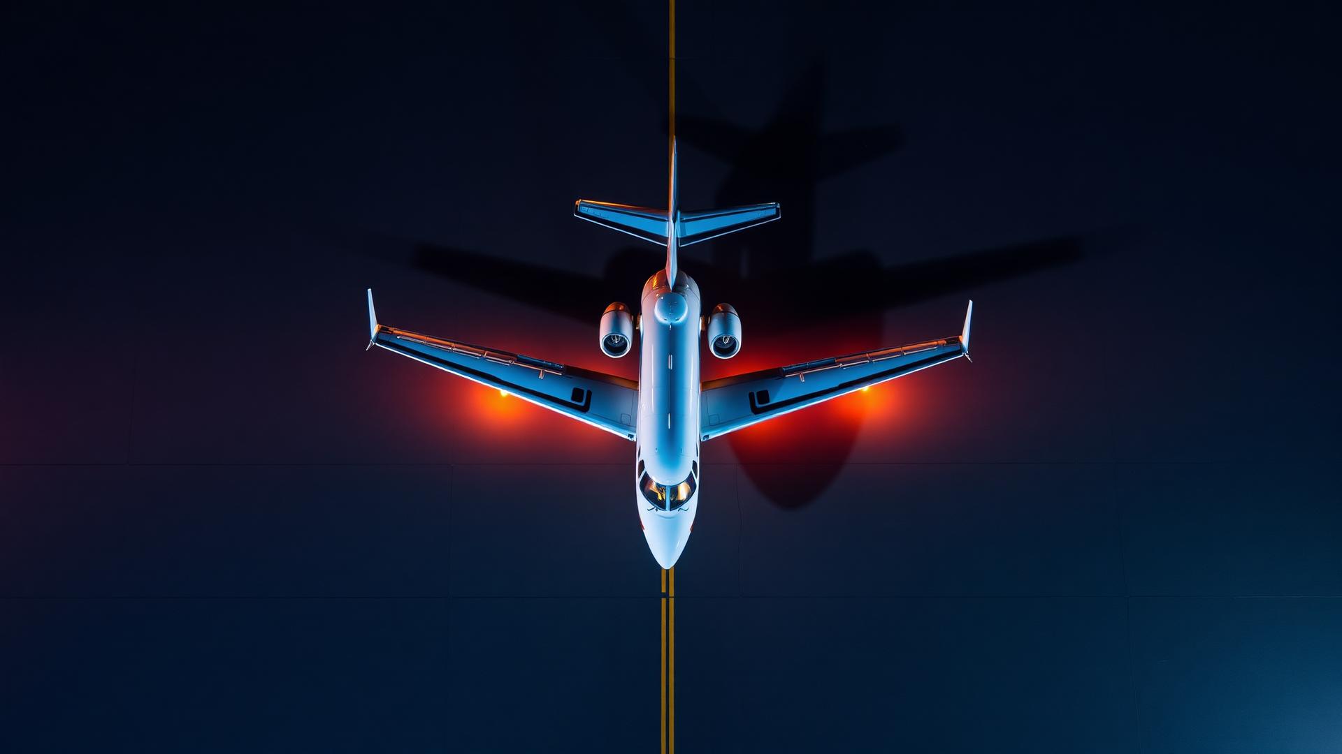 Airport aerial at dusk